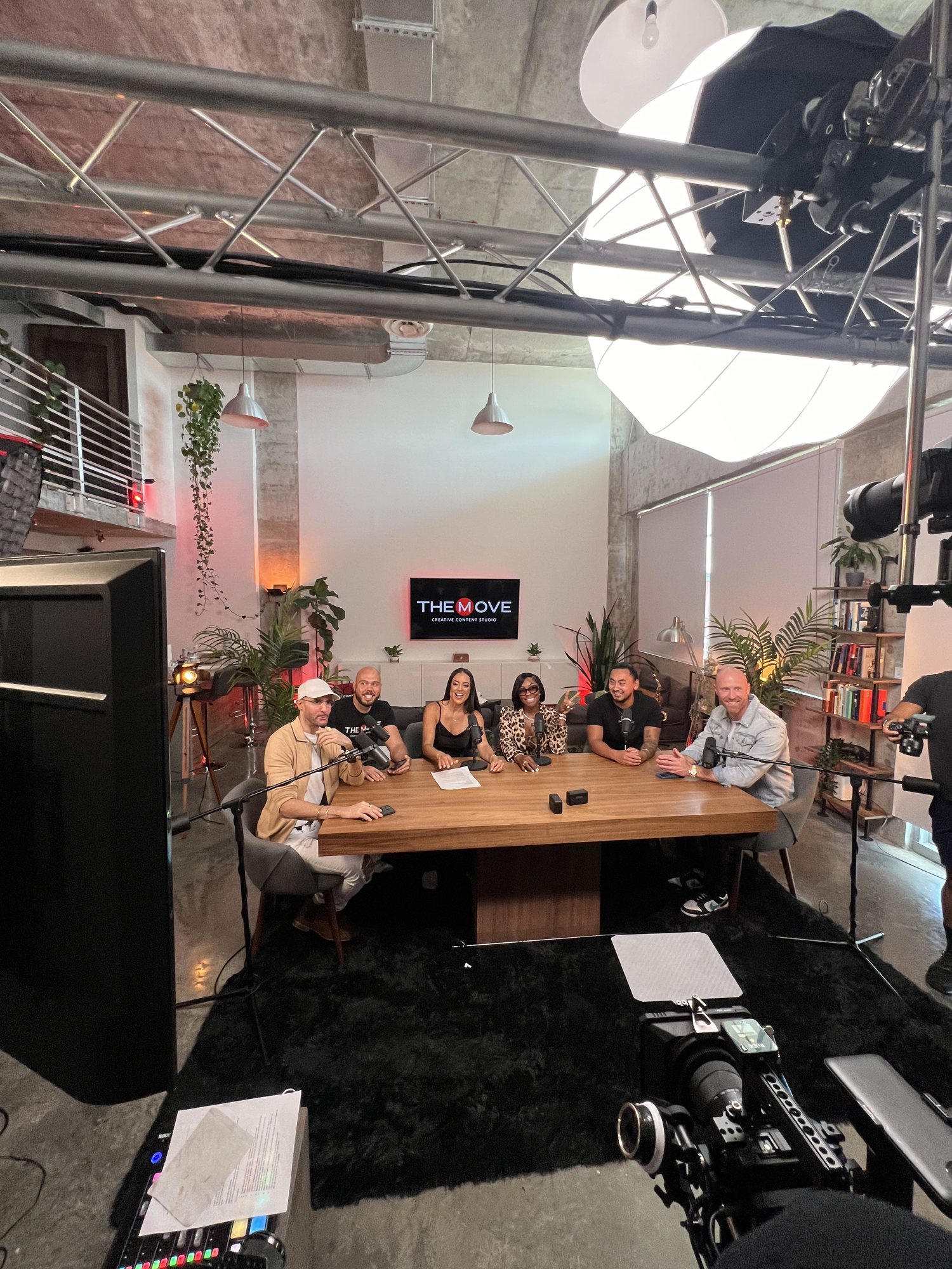 Behind the scenes in the podcast studio